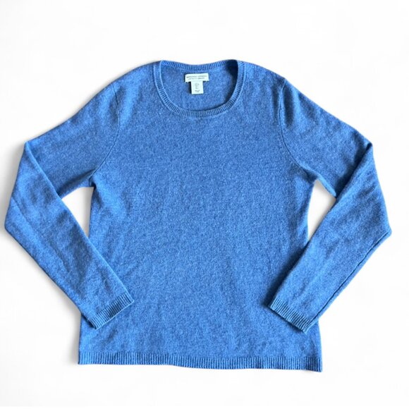 100% Cashmere Sweater in Sky Blue Size Large Soft Luxury Knit Capsule Wardrobe - Picture 2 of 5